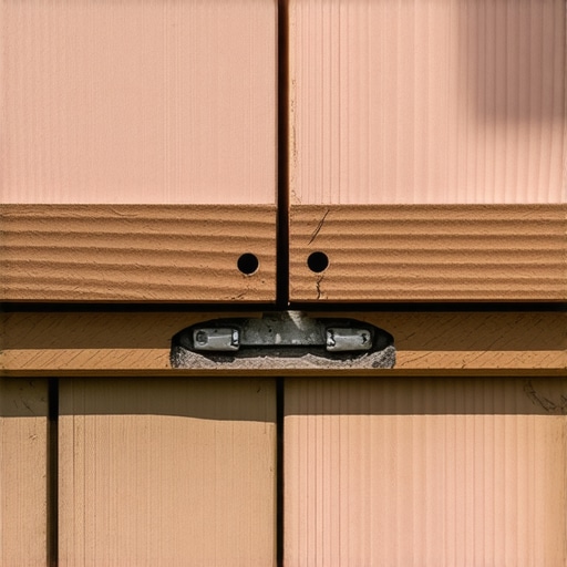 Close-up of expansion gaps and hidden fasteners on a composite deck installation.