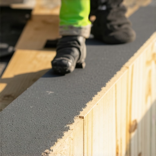 Contractor using a board bender to align composite decking during installation.