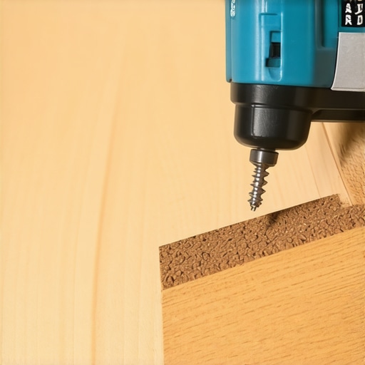 Close up of structural screw being installed in deck stairs.