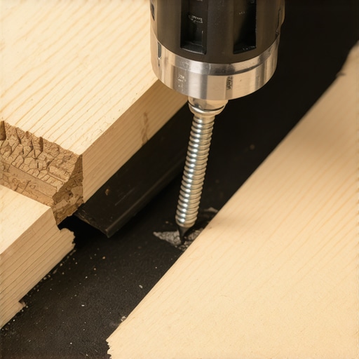 Close-up of an impact driver and butyl tape being used on a composite deck frame.