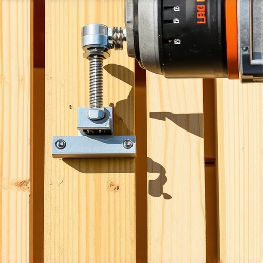 Professional Tools for Deck Stair Reinforcement A high-torque impact driver securing a structural tension bracket on a deck stringer.