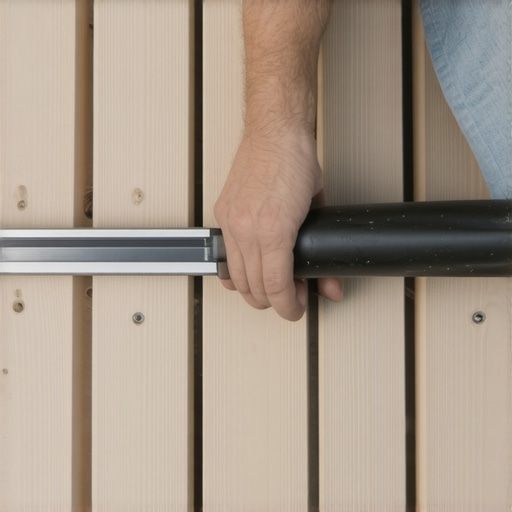 Close up of composite decking boards with hidden fasteners and uniform gaps for thermal expansion.