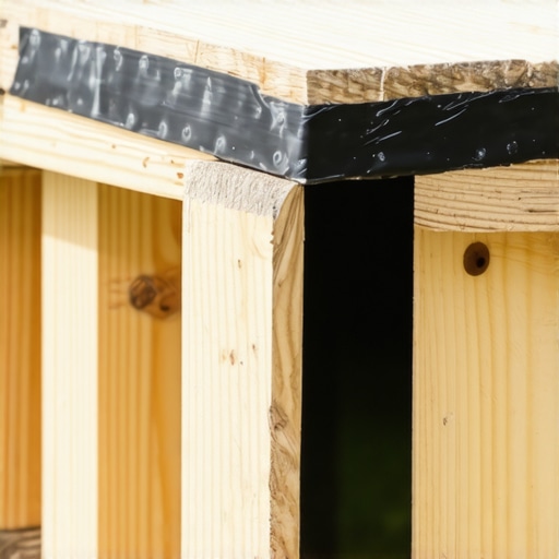 A high-quality deck frame with 12-inch joist spacing and protective joist tape for composite decking installation.