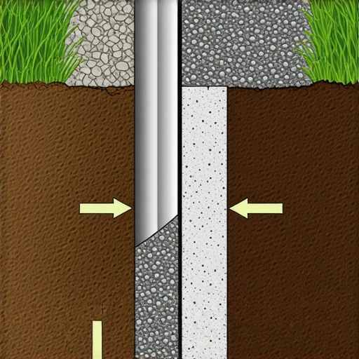 A diagram showing the chimney method for deck post drainage using gravel and landscape fabric.