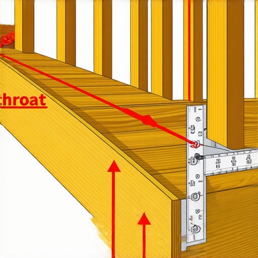 Diagram of a deck stair stringer throat showing correct structural depth to prevent cracking.