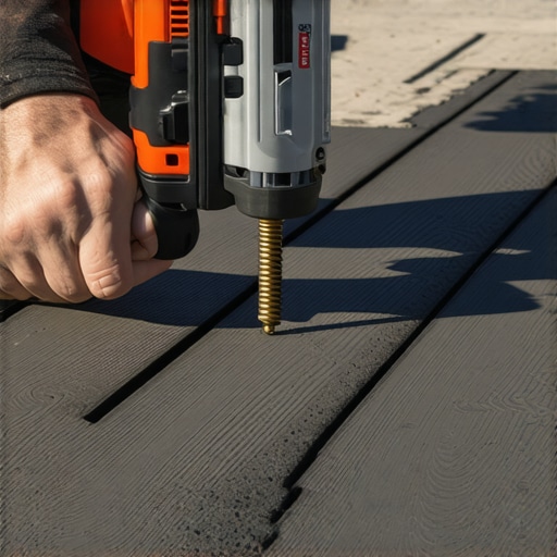 A professional using a screw gun on a composite deck