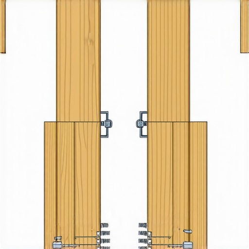Reinforced Deck Stair Stringers with Double-Blocking Close-up of double-blocking framing technique used to stabilize deck stairs stringers.