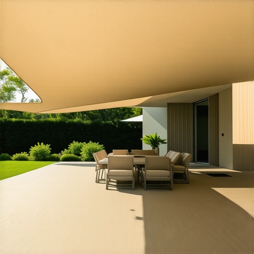 Shade Sail Cooling a Modern Composite Deck A stylish shade sail providing cooling relief on a modern gray composite deck.