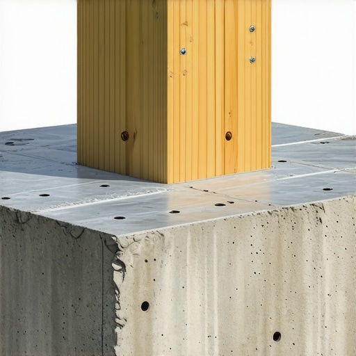 A properly installed galvanized steel post base elevating a wooden post above a concrete pier to prevent rot and sinking.