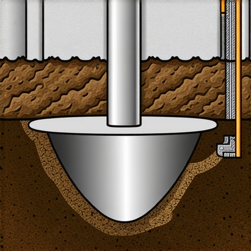 Diagram of a concrete deck footing buried below the frost line for stability.