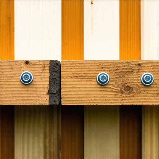 Close-up of reinforced joists and proper screw placement for a deck bar top.