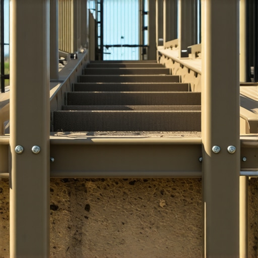 Structural Reinforcement for Deck Stairs Close-up of deck stair stringers with structural brackets and narrow spacing for stability.