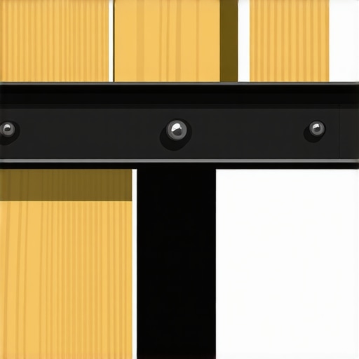 Close-up of a structural metal bracket securing deck stairs to a composite deck frame for safety.