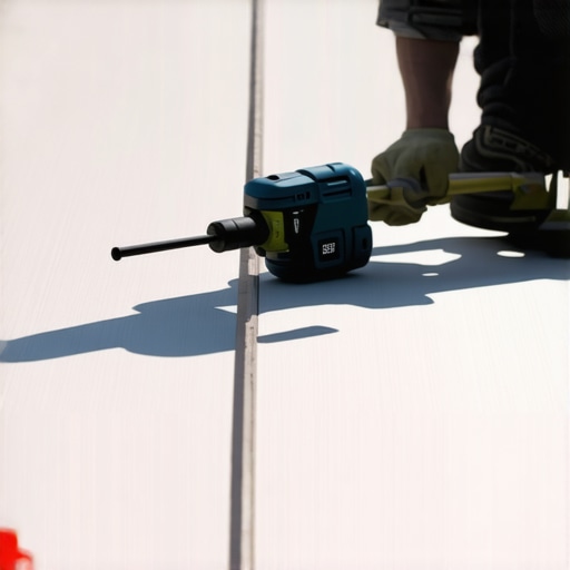 Using a Board Bender for Perfect Composite Alignment A professional tool being used to straighten composite deck boards for even spacing.