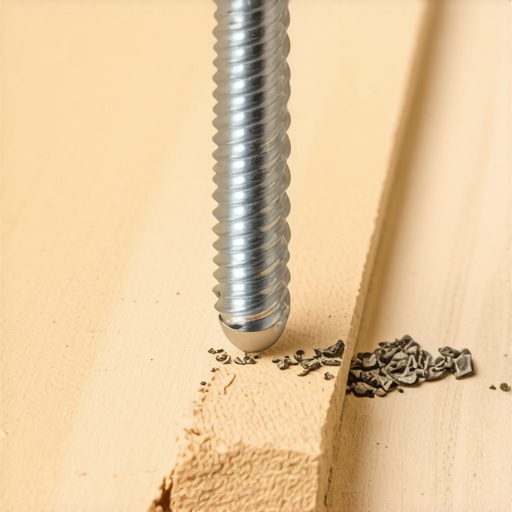 A specialized screw extractor tool removing a stripped screw from a composite deck board.